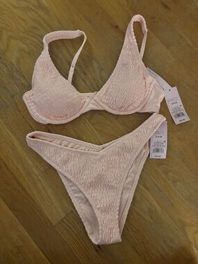 Light Pink Smocked Bikini Set